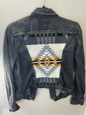 Womens Grey Denim Jacket with Pendleton Wool